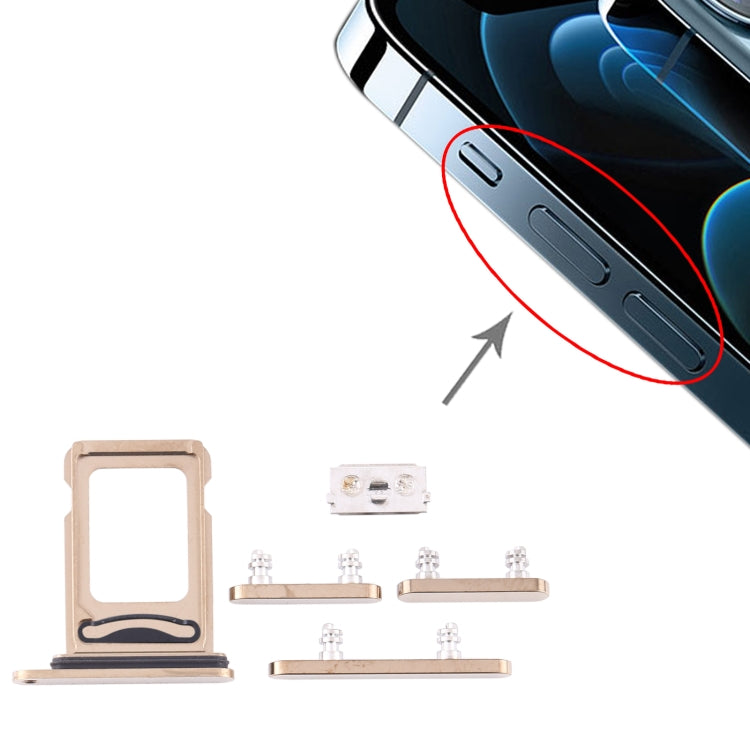 IPhone 12 Pro Sim Card Holder (Dual) + Side buttons - Gold