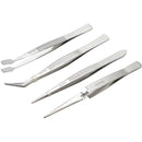 Tweezers in Stainless Steel, silver, 4-pack